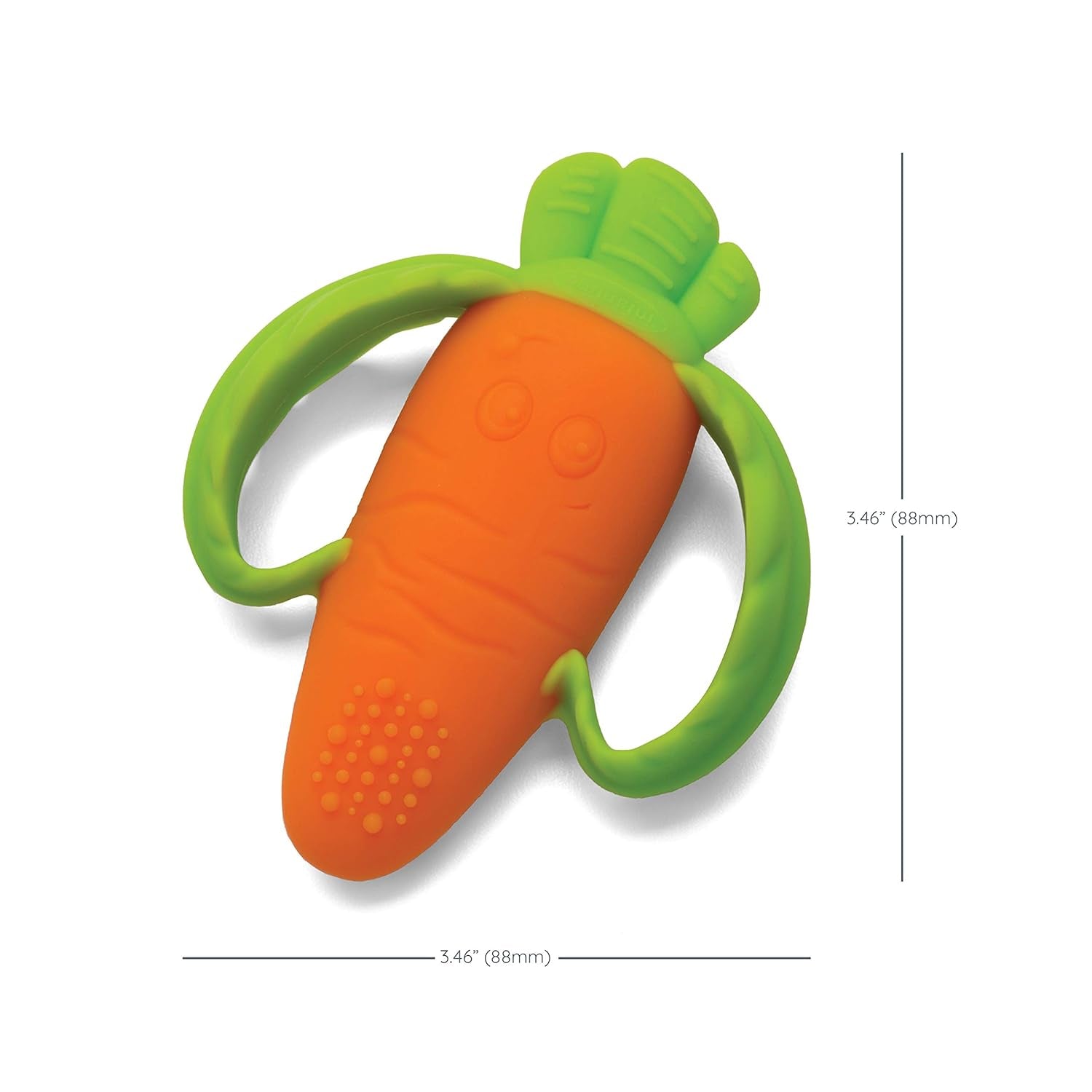 Infantino Lil' Nibbles, getextureerde siliconen bijtring, BPA-vrij babybijtringspeeltje, zacht, gemakkelijk vast te houden, zintuiglijke stimulatie voor zuigelingen, wortel