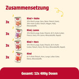 animonda Carny Adult Savory Variety (12 x 400 g), natvoer voor volwassen katten, natvoer met 100% verse vleesingrediënten, graanvrij en suikervrij