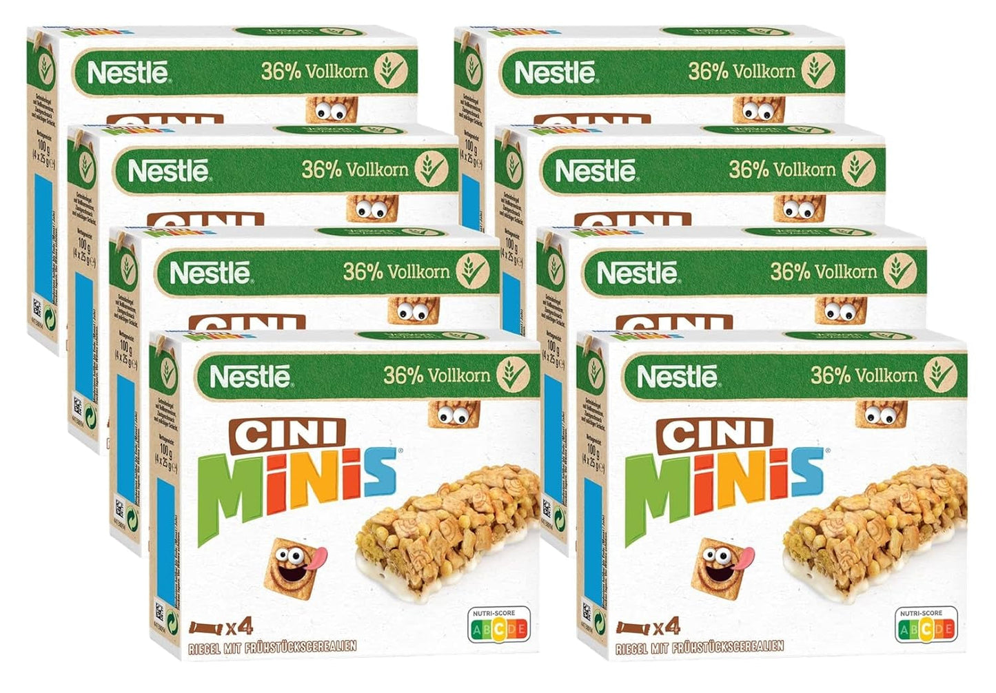NESTLÉ CINI MINIS Kaneelrepen, volkoren calcium knapperige snack, 8 stuks (elk 4 x 25 g)