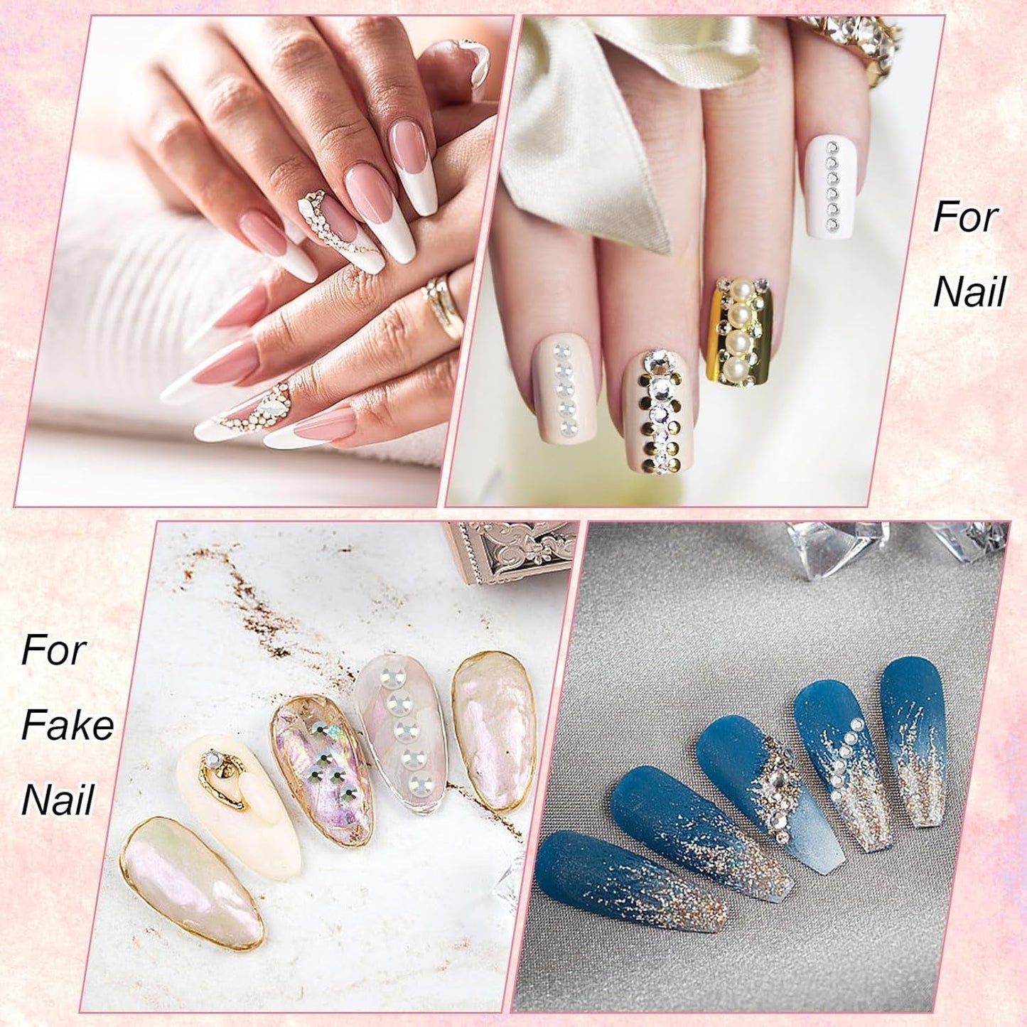 5820 Stück Strasssteine ​​​​Nägel, Glitzersteine ​​​​Nägel en Halbrunde Perlen, AB Kristall Rhinestones, Flatback Nagel Steine ​​​​Mit Pinzette en Stift Für Nagel/Diy (Mehrere Größen en Farben)