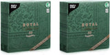 50 servetten "ROYAL Collection" 1/4 vouw 40 Cm X 40 Cm donkergroen "Ornamenten"