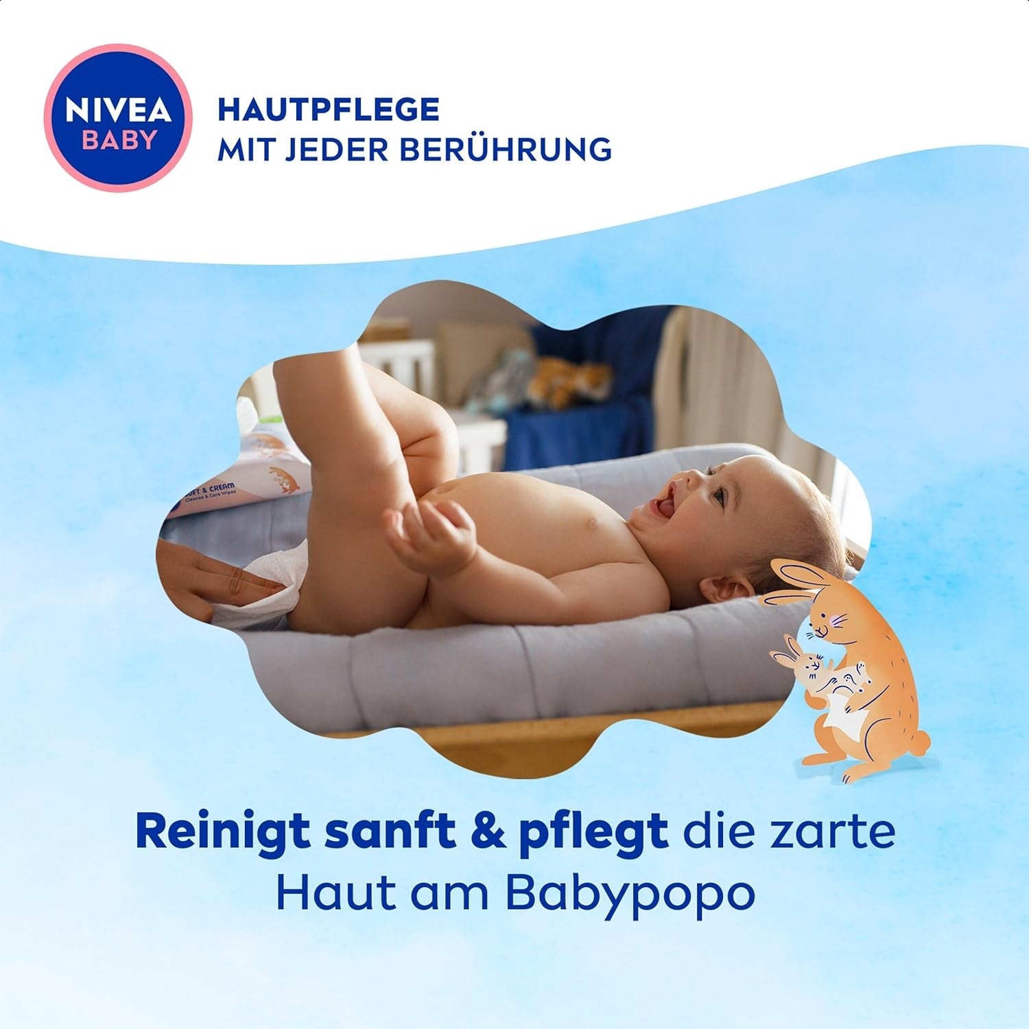 NIVEA BABY Soft & Cream vochtige doekjes voor baby's (4 x 57 stuks)