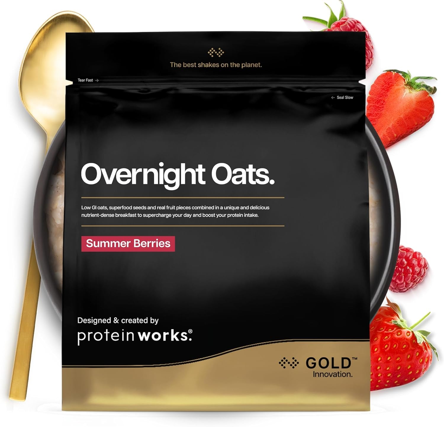 Overnight-havermout met proteïne | Pure chocolade en framboos | Eiwitrijk ontbijt | Suikerarme Snack | Havermout met lage GI | 500g