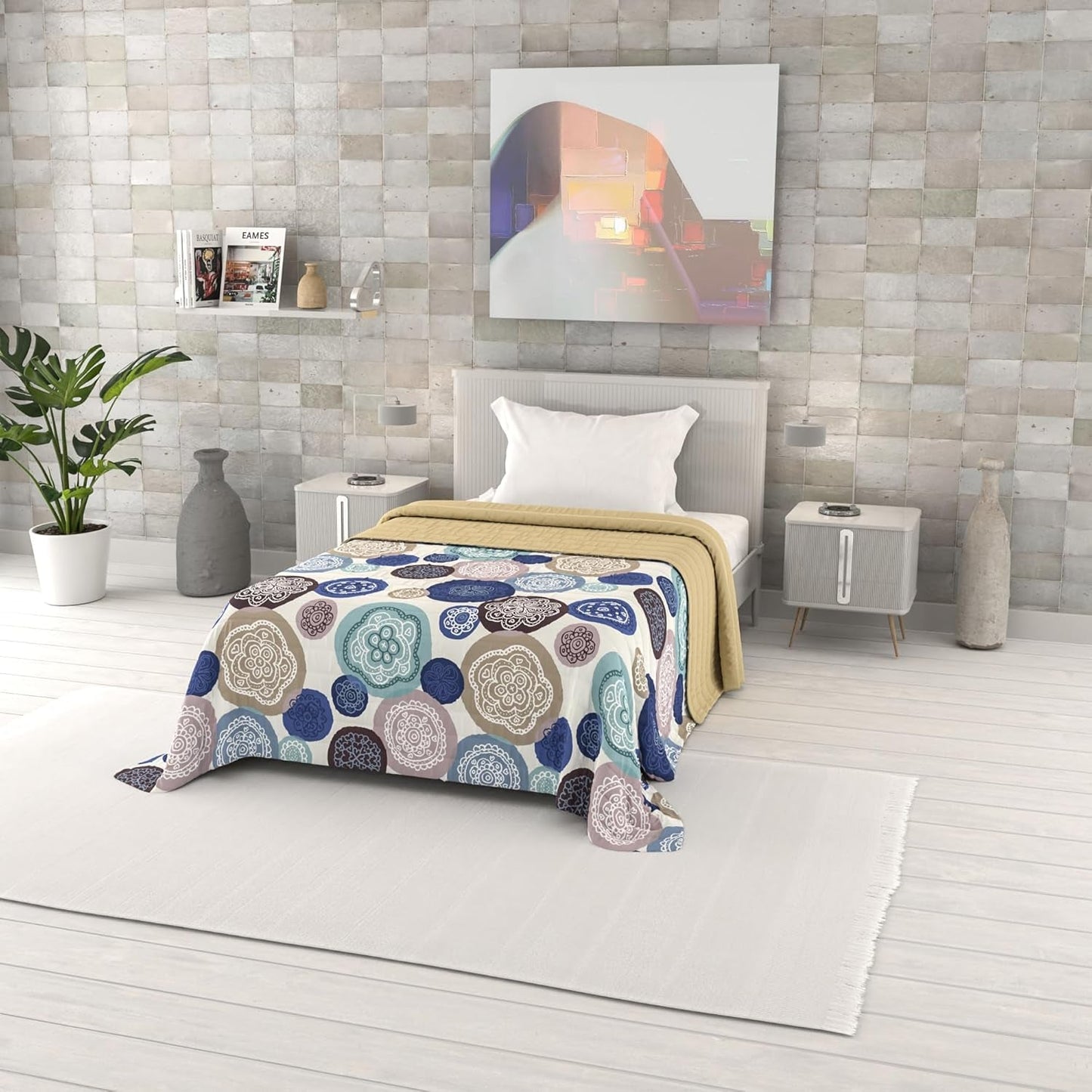 Zomerdekbed met fantasieprint, polyestervulling, Bloemblaadjes, 260X270Cm Quilts en quilts Naty Shop Murrine 170X270Cm