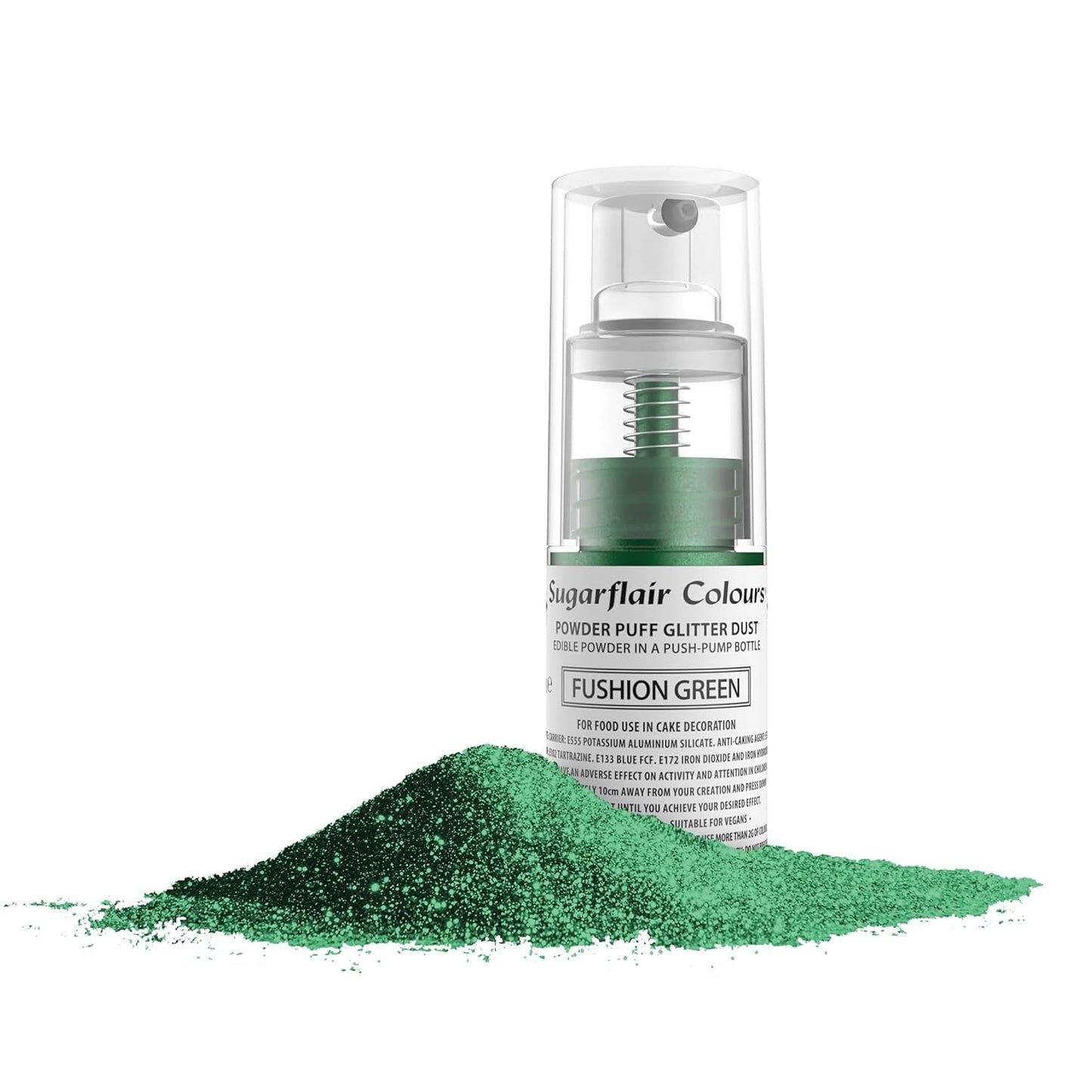 Sugarflair Pump Spray, Puff Dust, Fusion Green - Taartdecoratieve kleurstof, spuitbusvrije spray voor taarten, muffins en meer - 10 g