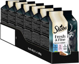 Sheba Portion Pouches Natvoer voor katten, Multipack Fresh & Fine in gelei met MSC tonijn en zalm, 6x6x50g - Gezonde maaltijden voor katten met gelei