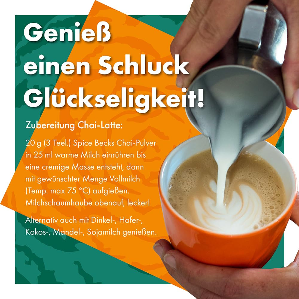 Becks Cocoa Om Masala Chai Tea Bio - Indiase zwarte thee met traditionele kruiden zoals kaneel, kardemom en gember - Perfect voor Chai Latte, 300g