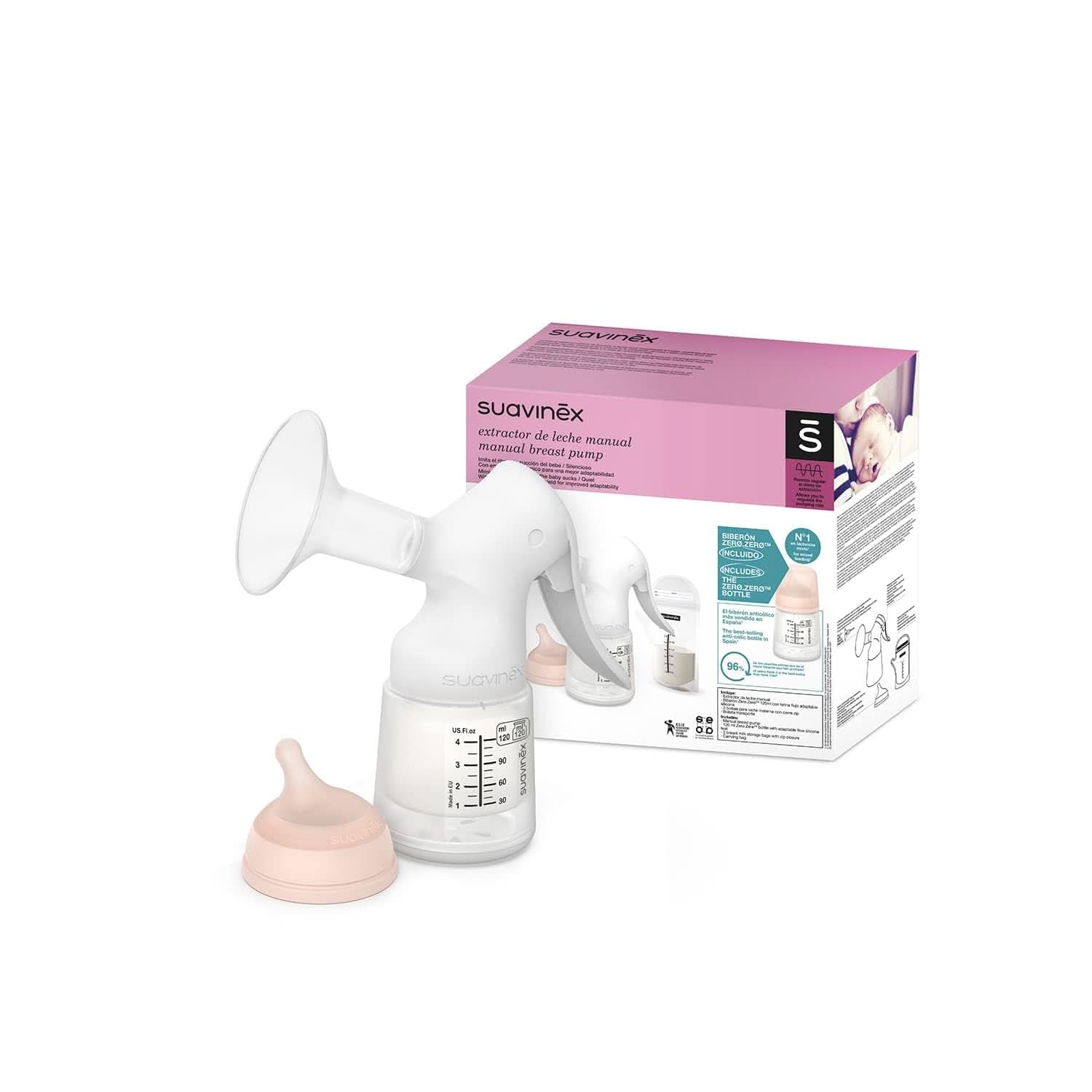Suavinex, Moederborstkolf, 120 ml, met regelbare stroom Voeding en borstvoedingsaccessoires Bebe Naty Shop