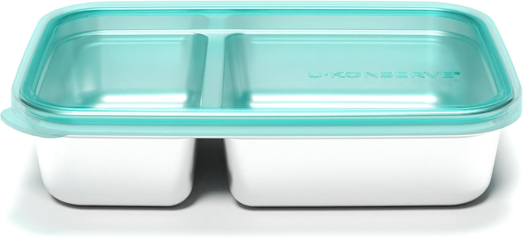 U Konserve - Verdeelde rechthoekige roestvrijstalen voedselcontainer met siliconen deksel - Island Teal - 28oz / 825ml Voedselopslagdozen Naty Shop Island Teal 28 Oz
