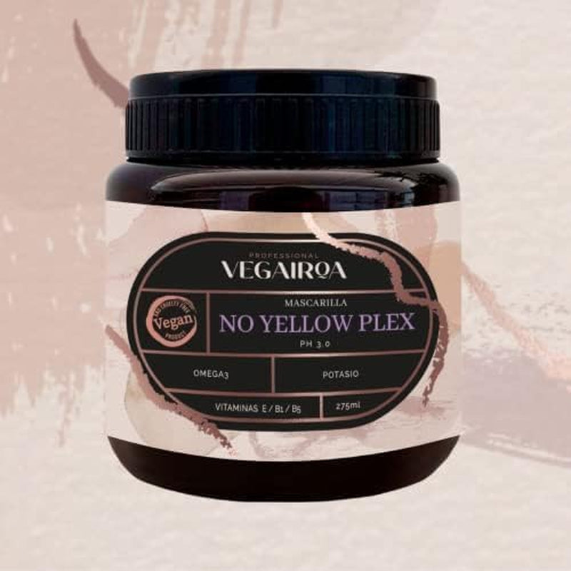 VEGAIROA - No Yellow Plex Mask - Neutraliserend masker voor gele en oranje tinten - Hydraterende verzorging - Paars pigment - Professioneel veganistisch haarproduct - 275 g Naty Shop haarmasker