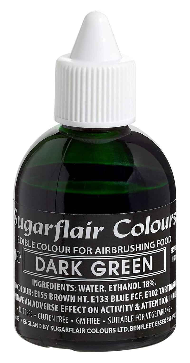 Sugarflair Donkergroene kleurstof - Eetbare vloeibare kleurstof, airbrushkleur voor taarten, muffins, glazuur en taartdecoraties - 60 ml