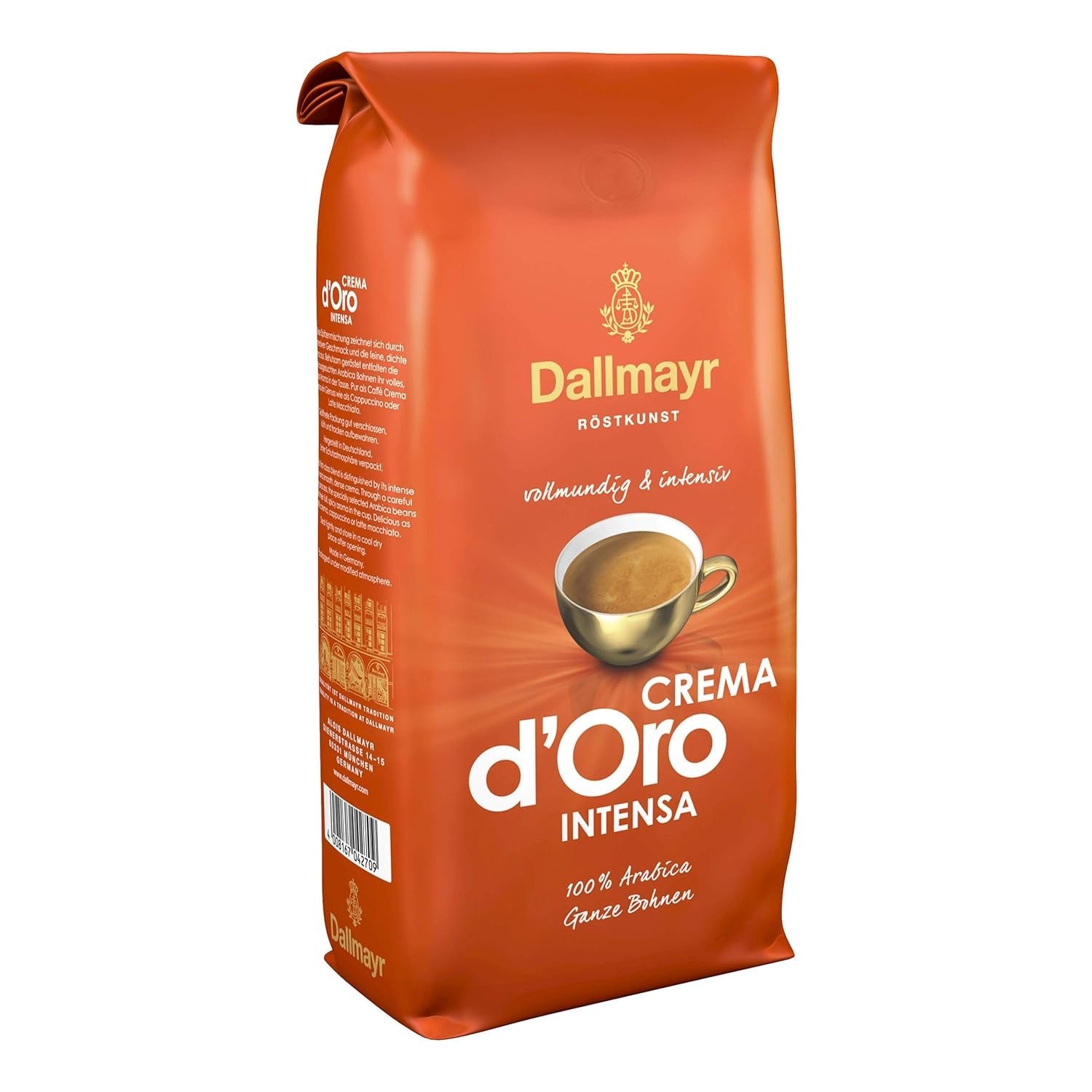 Crema d'Oro Intensa koffie, gemalen koffie, gebrande koffie, hele bonen, koffiebonen, 8 x 1000 g