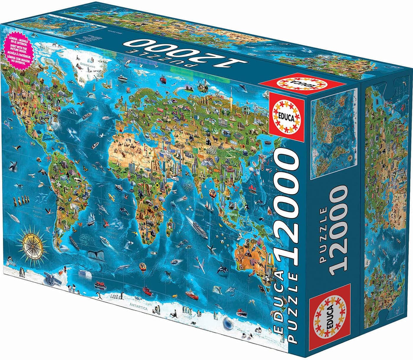 Educa - Wereldwonder, puzzel 12000 stukjes volwassenen en kinderen vanaf 14 jaar, wereldkaart (19057) Puzzel Naty Shop