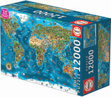 Educa - Wereldwonder, puzzel 12000 stukjes volwassenen en kinderen vanaf 14 jaar, wereldkaart (19057) Puzzel Naty Shop