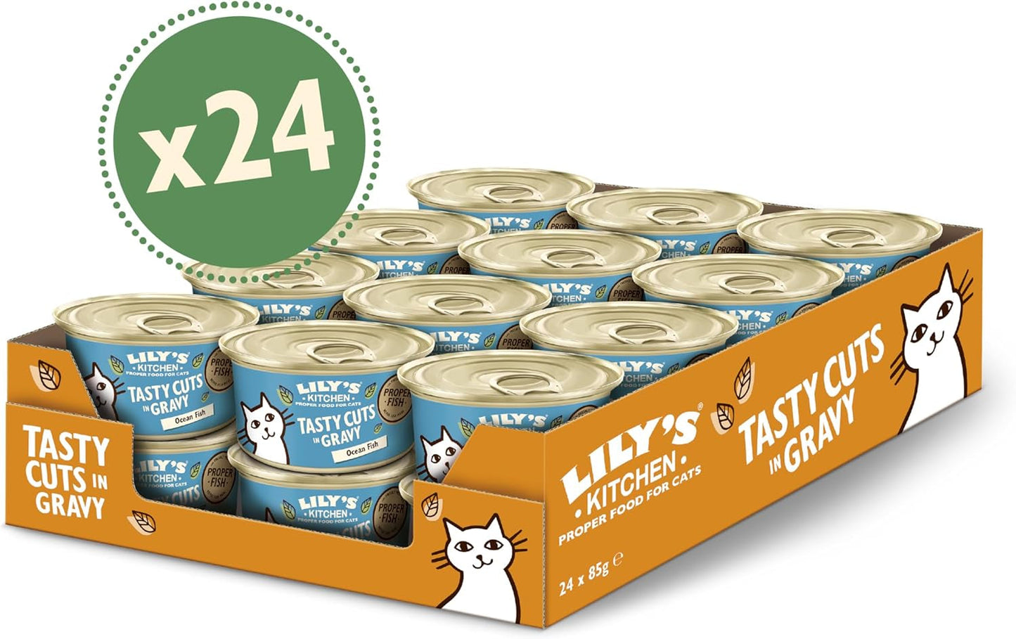 Lily's Kitchen Fish Tasty Cuts Nat kattenvoer - 24 stuks (24 x 85 g) Heerlijke stukjes vis in saus voor katten