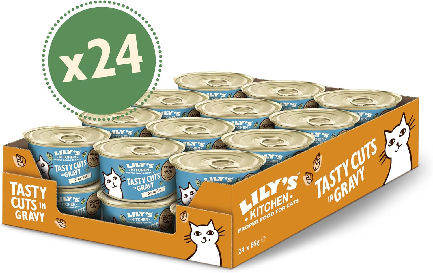 Lily's Kitchen Fish Tasty Cuts Nat kattenvoer - 24 stuks (24 x 85 g) Heerlijke stukjes vis in saus voor katten