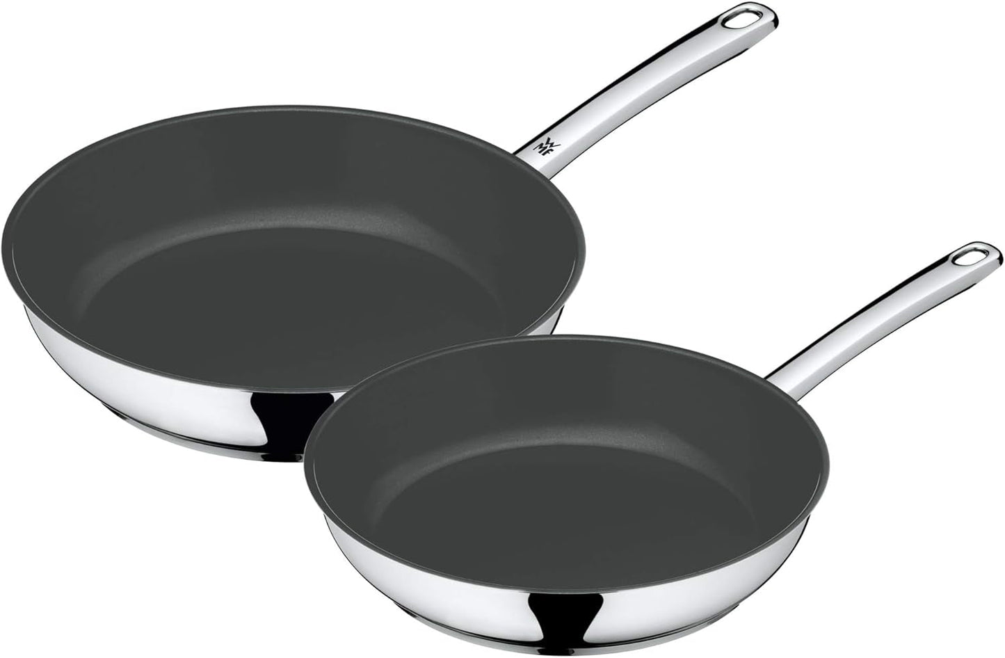 WMF Devil pannenset 2 stuks, inductiepannen 24, 28 cm, Cromargan roestvrij staal, keramische coating, ovenvaste potten en pannen Naty Shop Set van 2 pannen 24 en 28 cm
