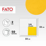 , Papieren wegwerpservetten, Ideaal voor informele lunches en buffetten, Verpakking van 50 servetten, Maat 33X33, 4-voudig, 2-laags, Geel, 100% puur cellulosepapier, FSC-gecertificeerd