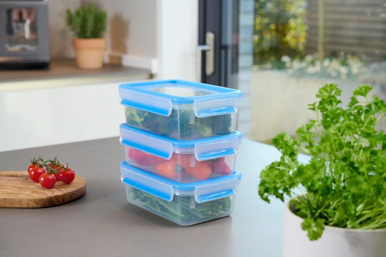 Emsa 508558 Clip & Close voedselbewaarcontainers | 3-delige set | 3 x 1 liter | -40 tot +100 graden | kunststof | 100% verzegeld | speciale zegel voor versheid Naty Shop voedselbewaardozen