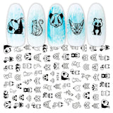 JMEOWIO Nagelsticker Geometrie 10 Blatt Nagelaufkleber Selbstklebend Schwarzes Herz Unregelmäßig Geformt Nail Art Sticker Decoratie Nageldesign Zubehör
