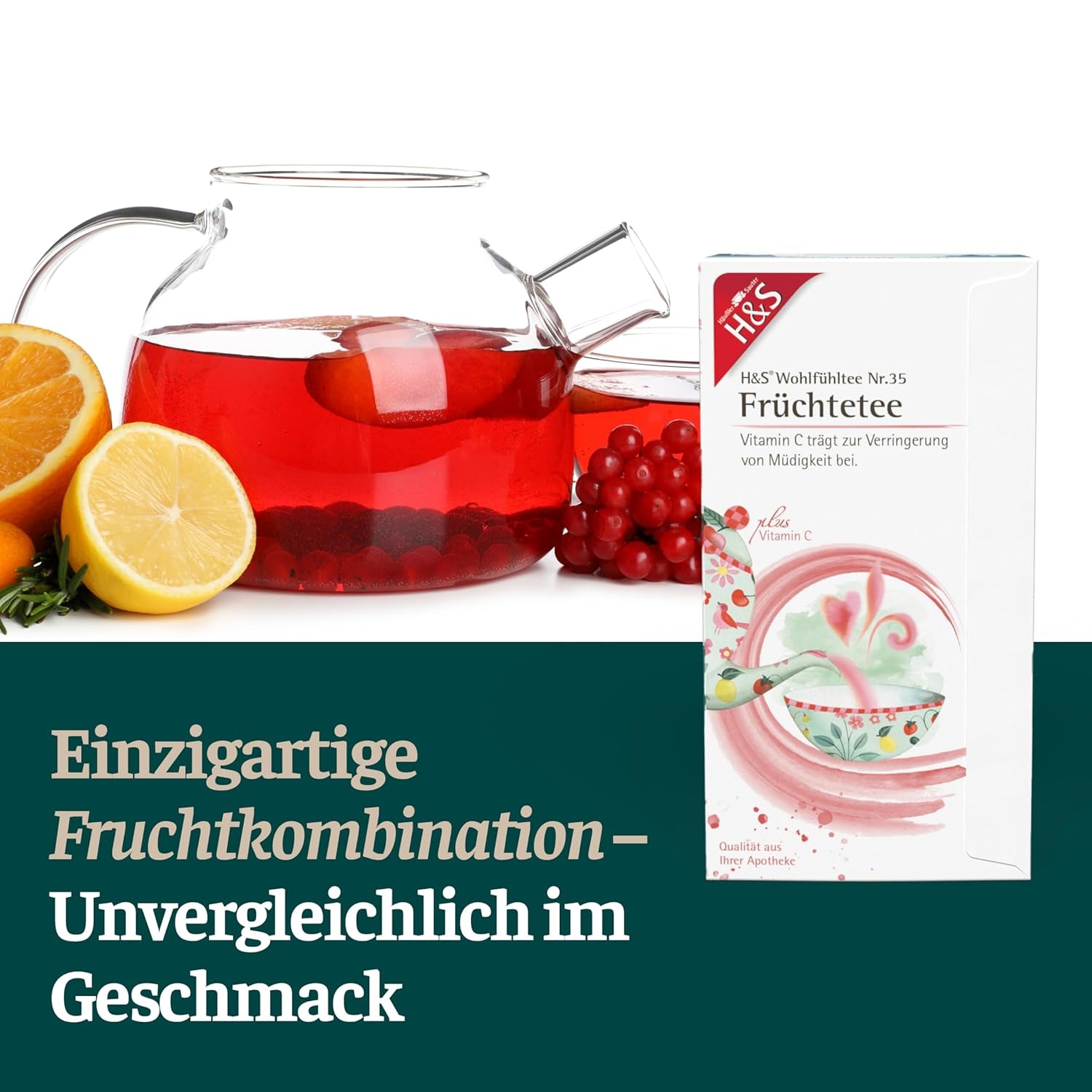H&S Vitamine C Fruitthee: Smaakvolle en verfrissende fruittheemix, 20 x 2,7 g