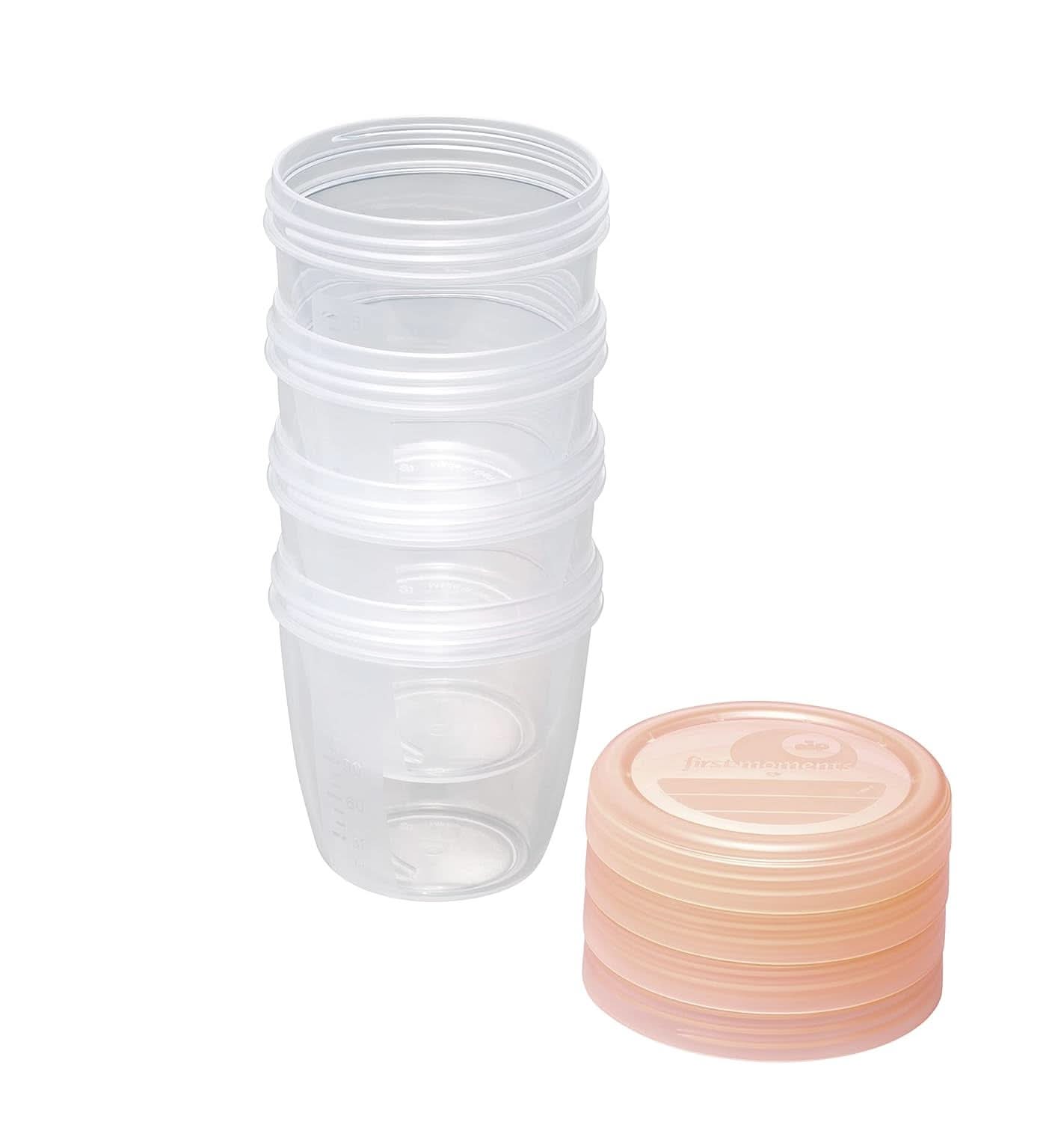 Moedermelkcontainers NIP First Moments 150 ml, 4 stuks: stapelbaar en lekvrij Accessoires Voeding en Borstvoeding Bebe Naty Shop