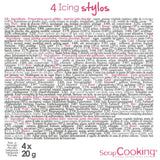 Scrapcooking - 4 stuks markers: goud, chocolade, wit en rood - decoratieve eetbare stiften voor het schrijven en tekenen op desserts, taarten en koekjes