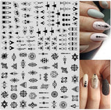 12 Blatt Nagelsticker Geometrisch Nagelstickers Selbstklebend Zwart-wit Mysterioses Dreieck Nail Art Sticker Decoratie Nageldesign Zubehör