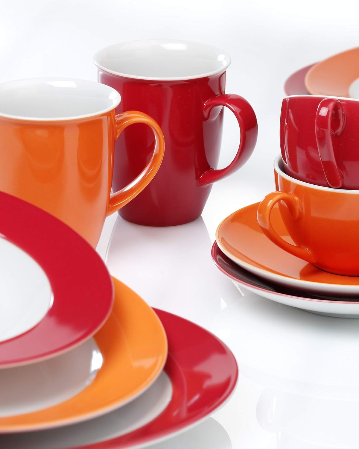 Ritzenhoff & Breker Doppio koffieservies, 12-delig, porselein, rood