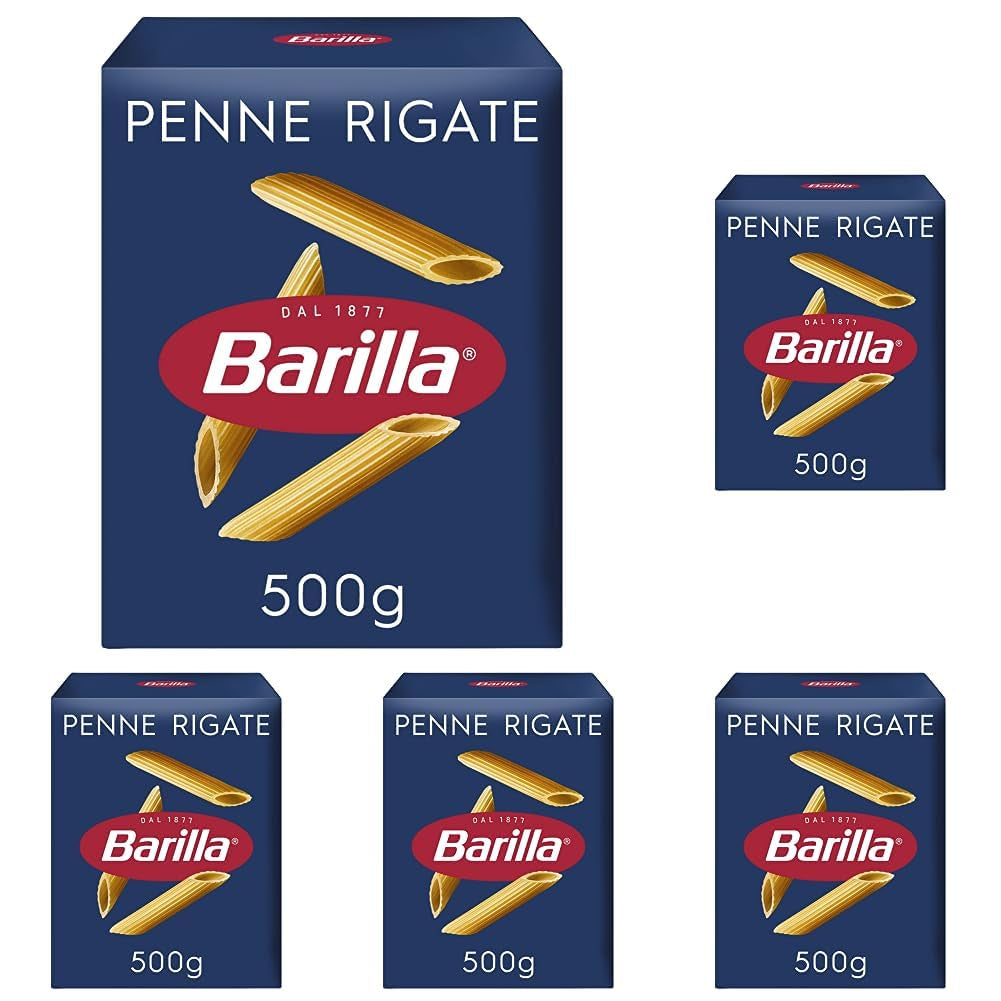Pasta Barilla Klassiek Penne Rigate Nr. 73 van hoogwaardige durumtarwe, altijd beetgaar (1 x 500 g)