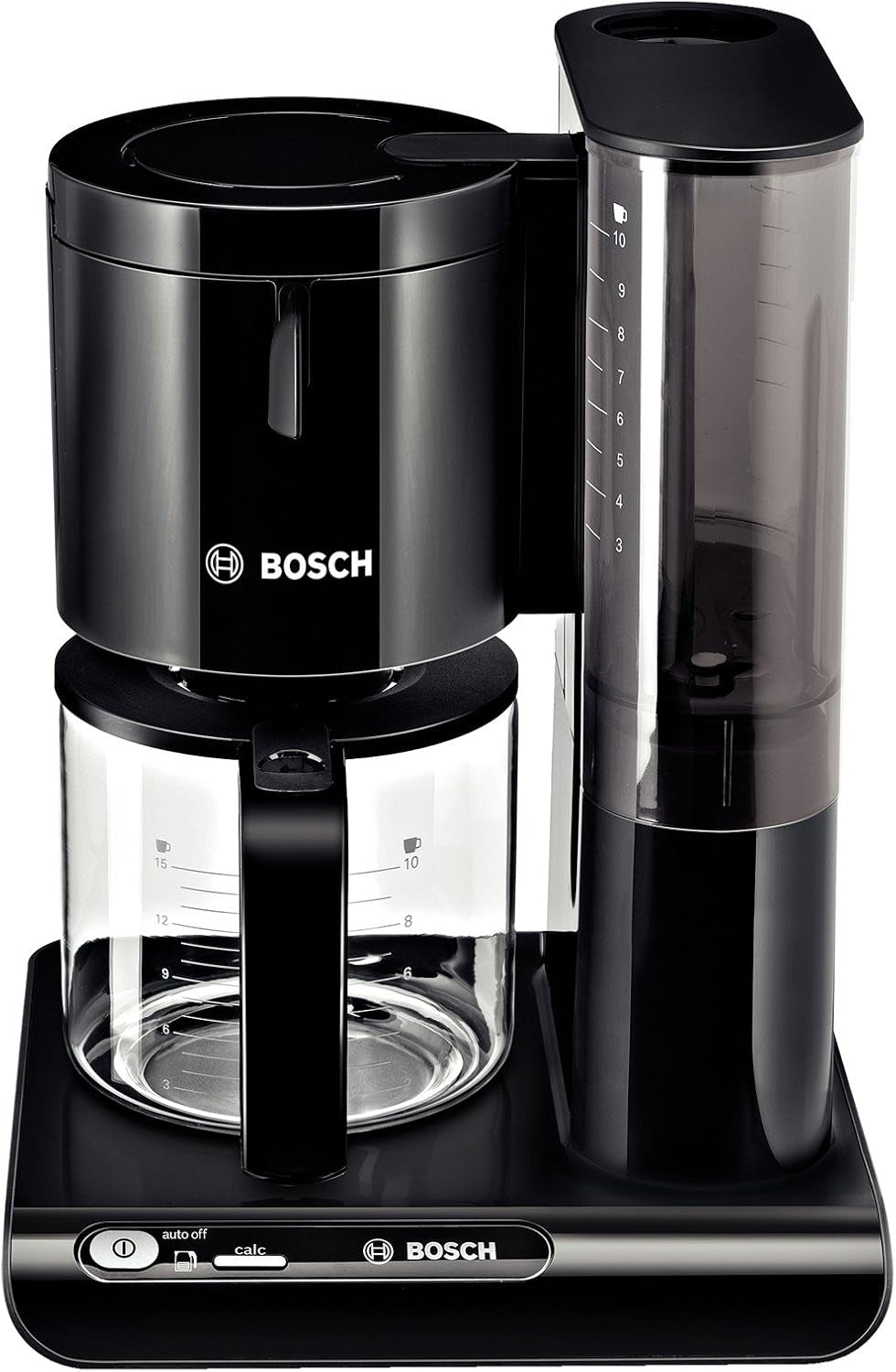 Bosch Styline TKA8013 filter-espressomachine, aromasensor, 1,25 l glazen karaf met aromabehoud, 10-15 kopjes, automatische uitschakeling, ontkalkingssysteem, antidruppelsysteem, roterende filterhouder, 1160 W, zwart