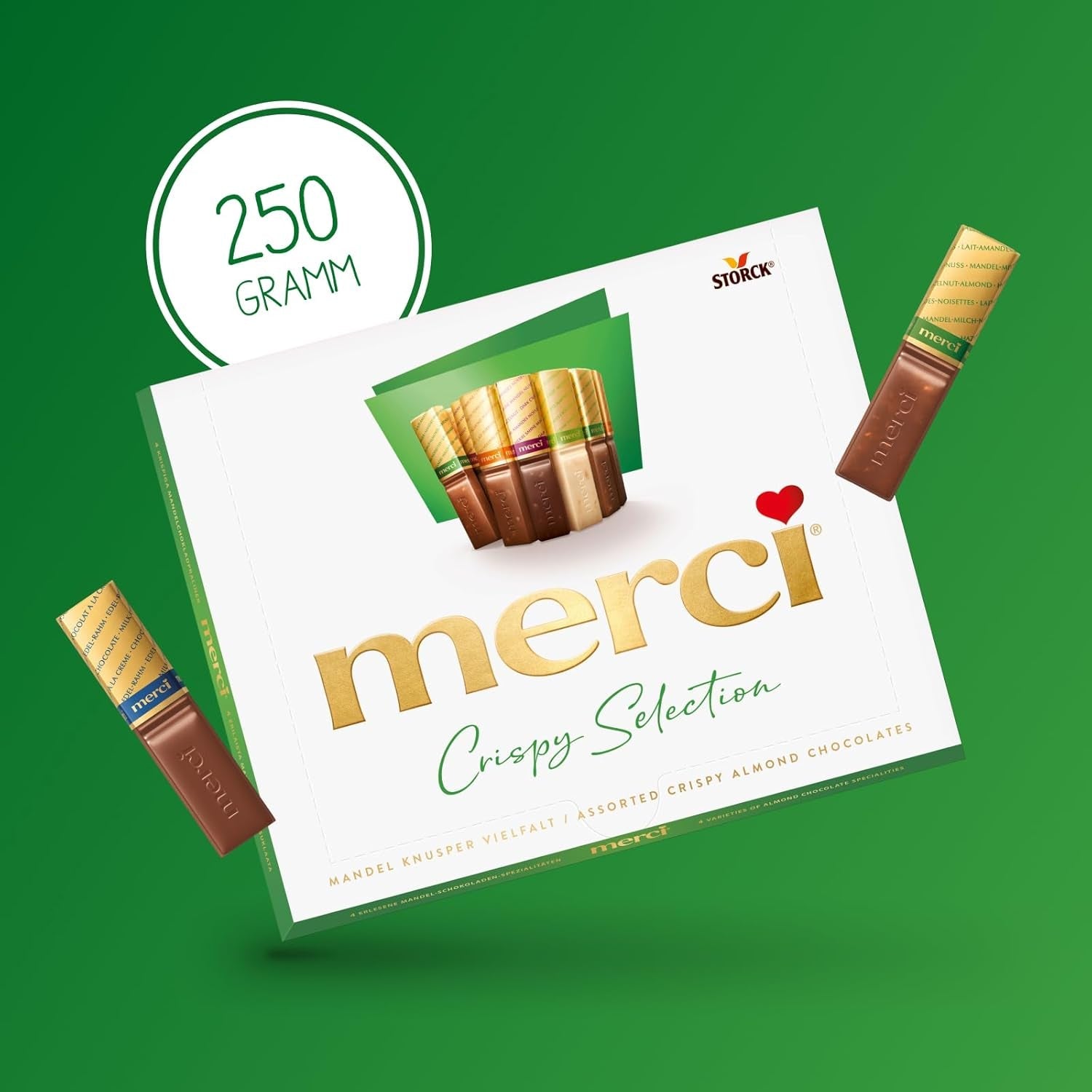 merci Finest Selection Amandelcrunch Varieteit – 1 x 250 g – Verfijnde specialiteiten met noten en chocolade – Gevulde en ongevulde pralines