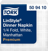 Tork Linstyle witte servetten, 1/4 vouw, 19,5 x 19,5 cm, 14 נ50 servetten, 509410