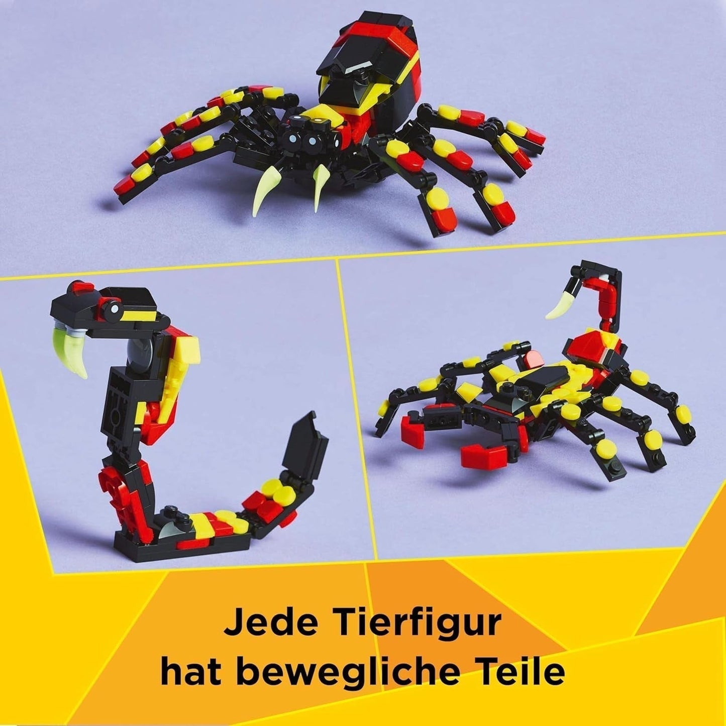 LEGO Creator 3In1 Wilde dieren: Verrassingsspin - speelgoed om om te bouwen tot een schorpioen- of slangfiguur - bouwset met 3 modellen - cadeau voor jongens en meisjes vanaf 7 jaar 31159 Bouwsets Besuche den LEGO-Store