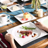 MALACASA, Monica Serie, Serviesset voor 12 personen, Wit-crème porselein, Gecombineerd servies met 12 koffiekopjes, 12 schotels, 12 dessertborden, 12 dinerborden en 12 dinerborden