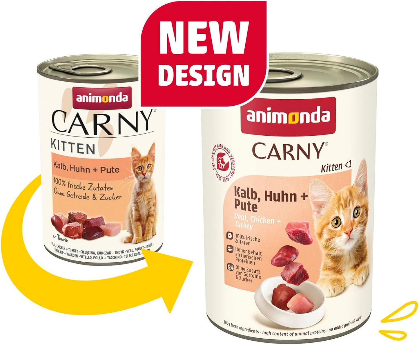 animonda Carny Katzen Nassfutter Kitten Kip + Pute (12 x 400g), Kitten getreidefreies Katzennassfutter ohne Zucker für wachsende Kätzchen bis 1 Jahr, mit frischen Ingrediënt