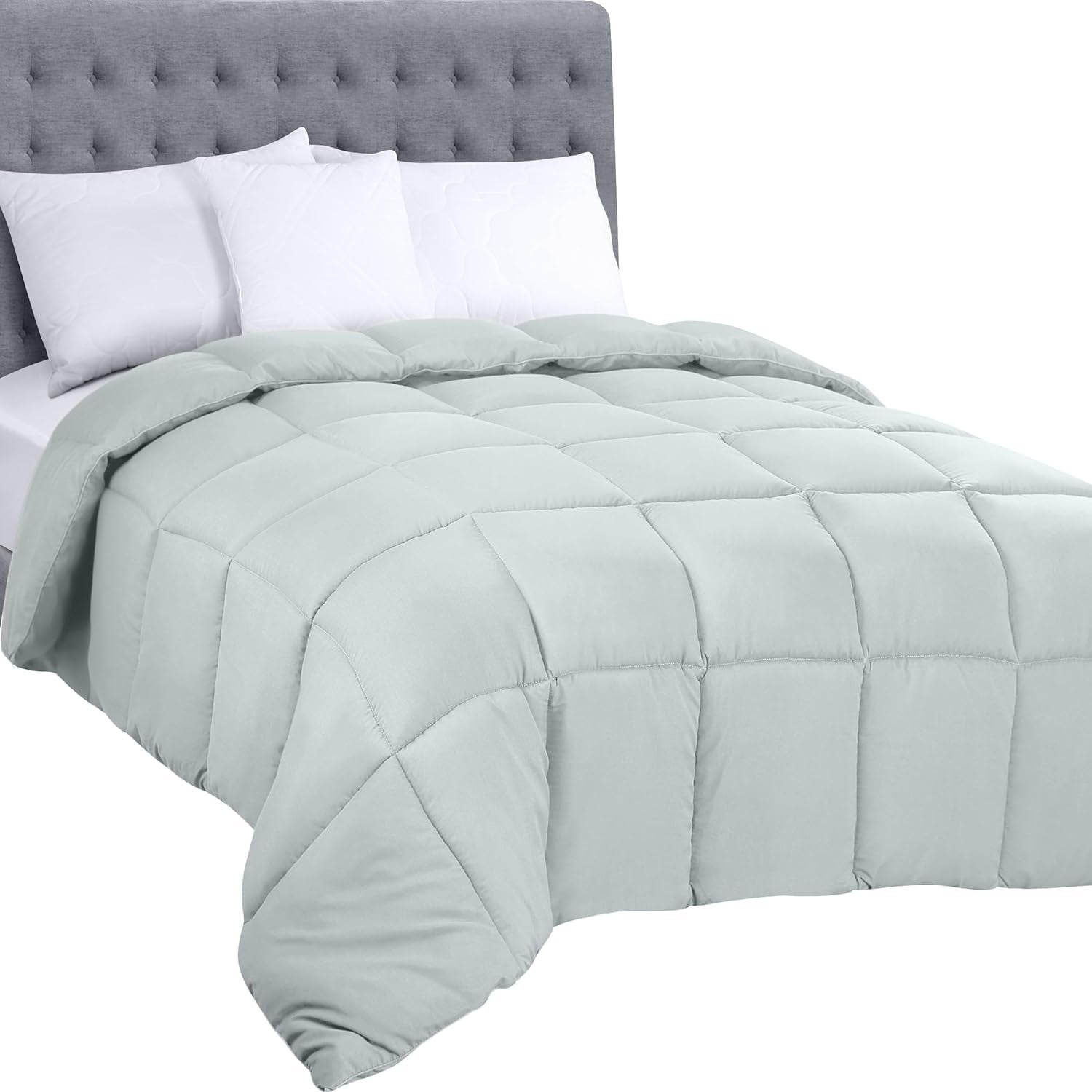 Utopia beddengoed dekbed voor het hele seizoen, 250 g/m2 pluche, gesiliconiseerde vezelvulling, tweepersoonsbed, gestikt in doos (dubbel XL lichtgrijs) Naty Shop dekbedden en dekbedden, wit Twin (1-pakket)