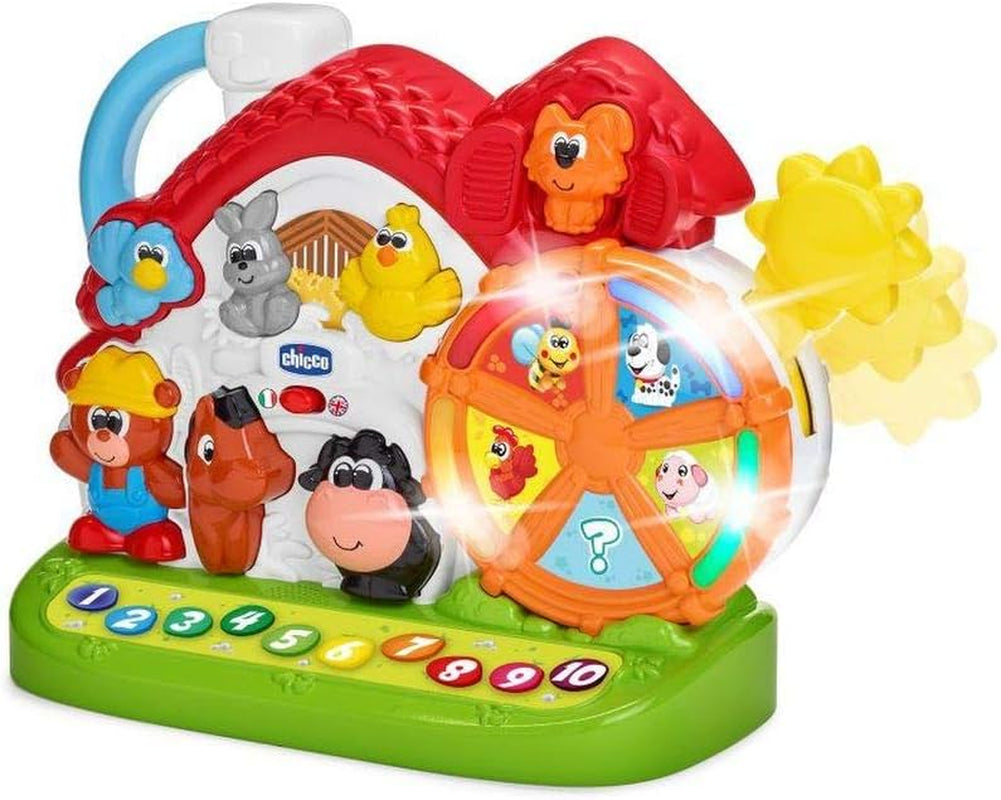 Chicco Talking Farm Italiaans/Engels tweetalig babyspeelgoed met dieren, licht en geluid, 3 speelopties, elektronisch leerspeelgoed - speelgoed voor 1-4 jaar Babyspeelgoed Bebe Naty Shop Nieuwe Talking Farm