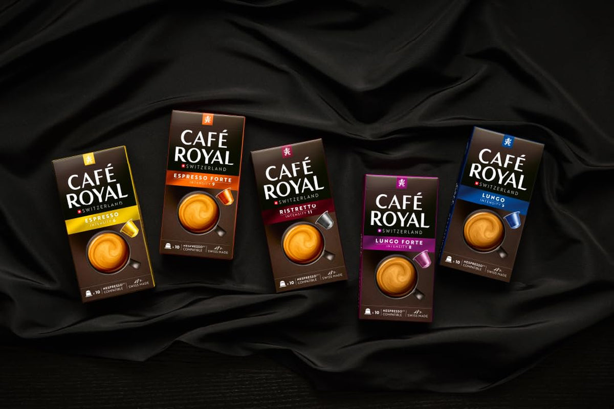Café Royal Lungo Decaffeinato – Nespresso®-compatibele koffiecapsules, 100% Arabica, Intensität 5/12, Rainforest Alliance, cafeïnevrij, 100 capsules