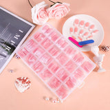 360pcs Kunstnagels Franse nagels Medium rechthoek Kunstnagels Natuurlijke nepnagels DIY valse nageltips met nagelvijl Druk op kunstnagels voor dames en dames