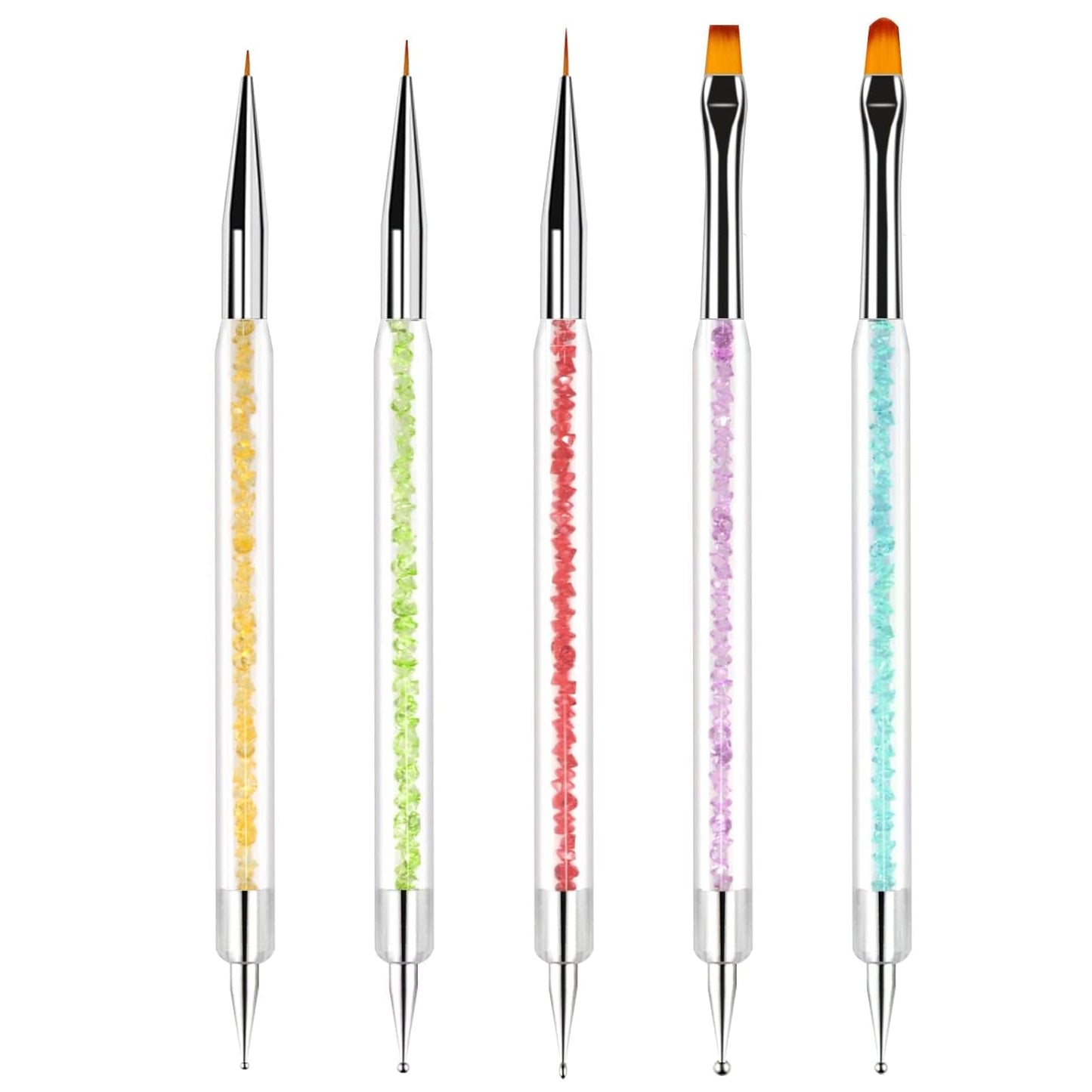 Sulularpek 5 Stück Nagel Pinsel, Nageldesign Pinsel, Dotting Tool, Nail Art Liner Pinsel, Nagelverlängerung Gelpinsel, Nagelbürste Für Punktierungen, Zeichnen, Für DIY Nail Art Design