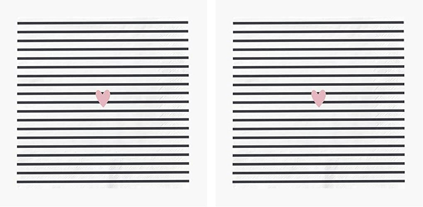 Grafik Werkstatt Servetten met spreuk 20 stuks 25 cm x 25 cm zwart en wit hart (pak van 2)