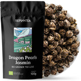 Biologische thee Jasmijn Drakenparels (100 g) | Premium groene thee in de vorm van handgerolde jasmijnparels | Theespecialiteit met delicaat bloemenaroma | HERPLANTEREN
