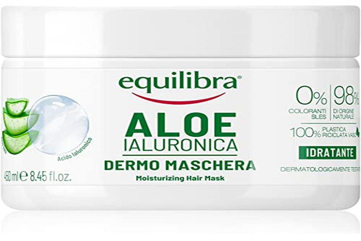 equilibra Hair, Aloe Hyaluron Mask, hydraterend en ontwarrend haarmasker met aloë vera (20%), hyaluronzuur, brandnetelextract, 450 ml Naty Shop Haarmasker 450 Ml (1 pakje)