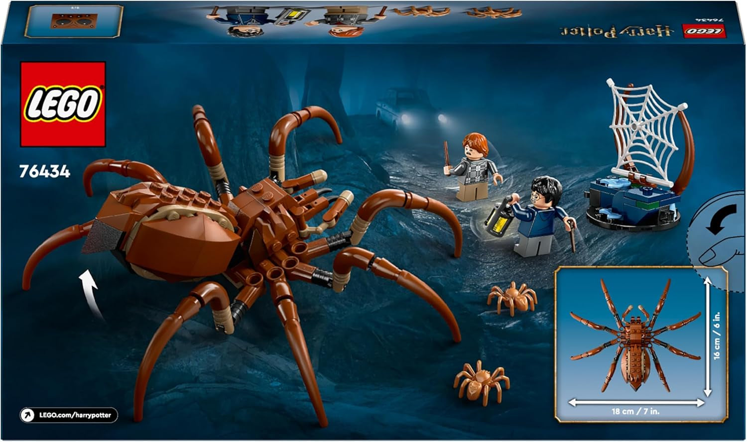 LEGO Harry Potter Aragog in het Verboden Bos, Spider Fantasy speelset, mythisch wezen, 2 minifiguren, magisch cadeau voor jongens, meisjes en fans vanaf 7 jaar 76434 Bouwsets Besuche in LEGO-Store