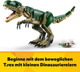 LEGO Creator T.Rex, Dino 3-in-1 transformeerbare Triceratops of Pterodactyl, mobiel dinosaurusmodel voor kinderen, cadeau voor jongens en meisjes 31151 Bouwsets