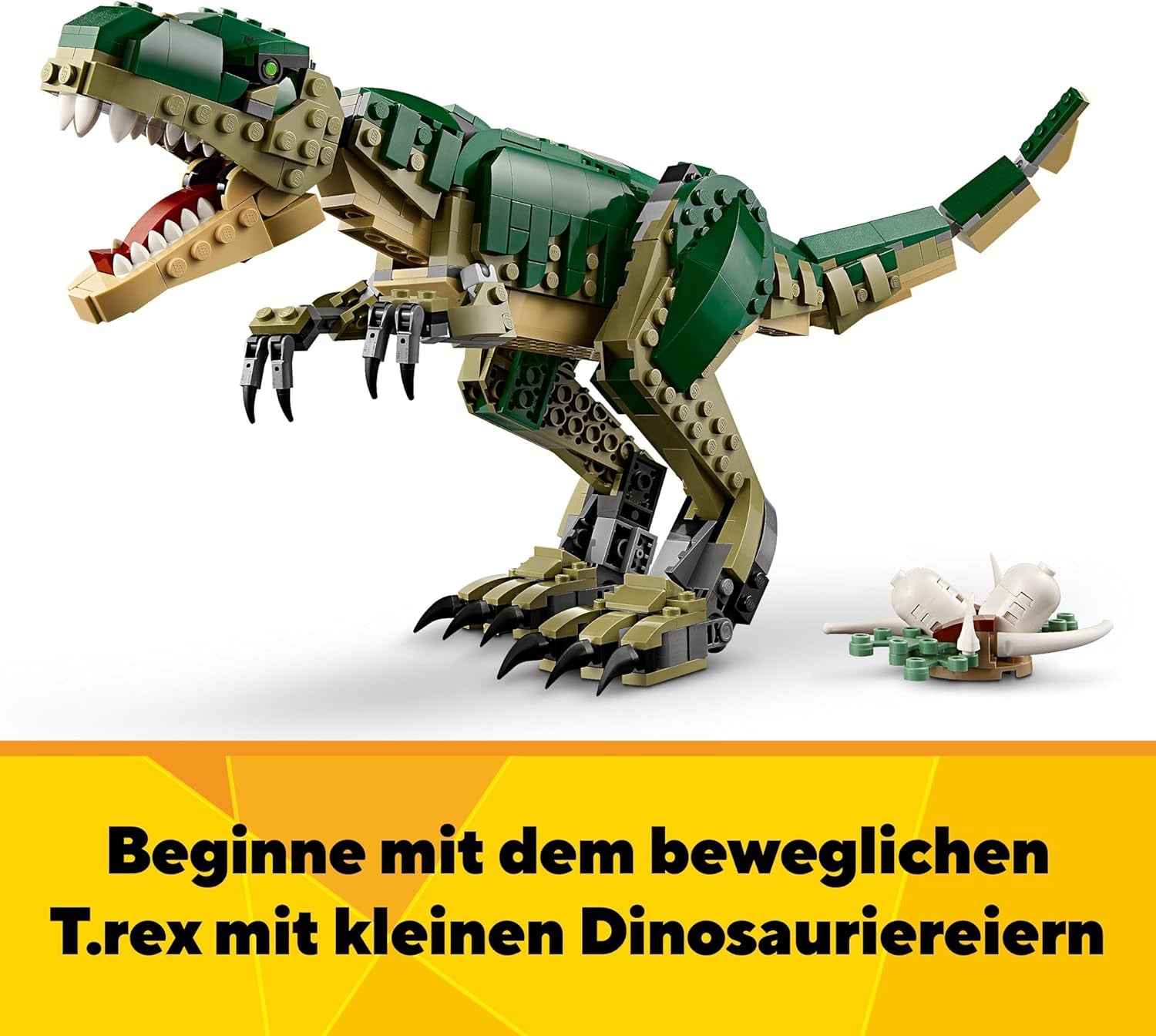 LEGO Creator T.Rex, Dino 3-in-1 transformeerbare Triceratops of Pterodactyl, mobiel dinosaurusmodel voor kinderen, cadeau voor jongens en meisjes 31151 Bouwsets
