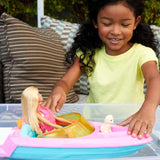 Barbie Speedbootset, Barbie-pop met blond haar, roze zwemvest, boot, puppy, accessoires, cadeaus voor 3+, Grg30 Naty Shop-poppen