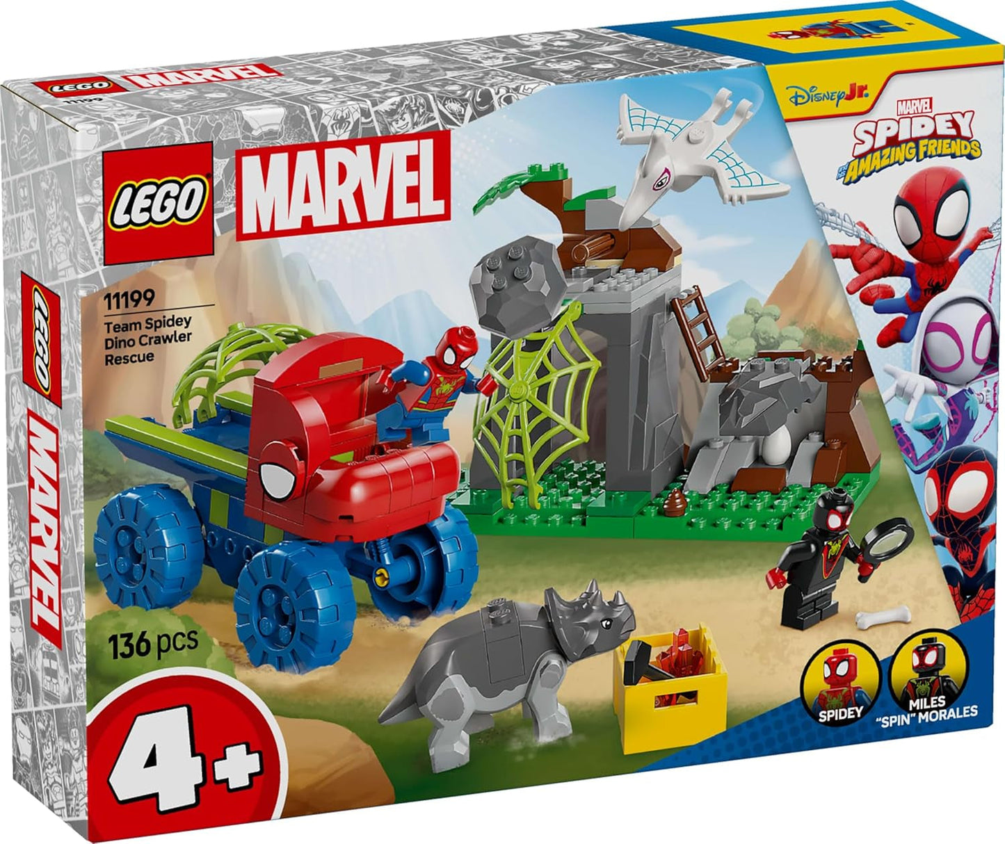 LEGO Marvel Spidey's team op reddingsmissie in de Dino Truck Speelgoedauto bouwen voor superhelden Avonturenset voor kinderen 4+ Spidey en zijn supervrienden 11199 Bouwsets Besuche in LEGO-Store