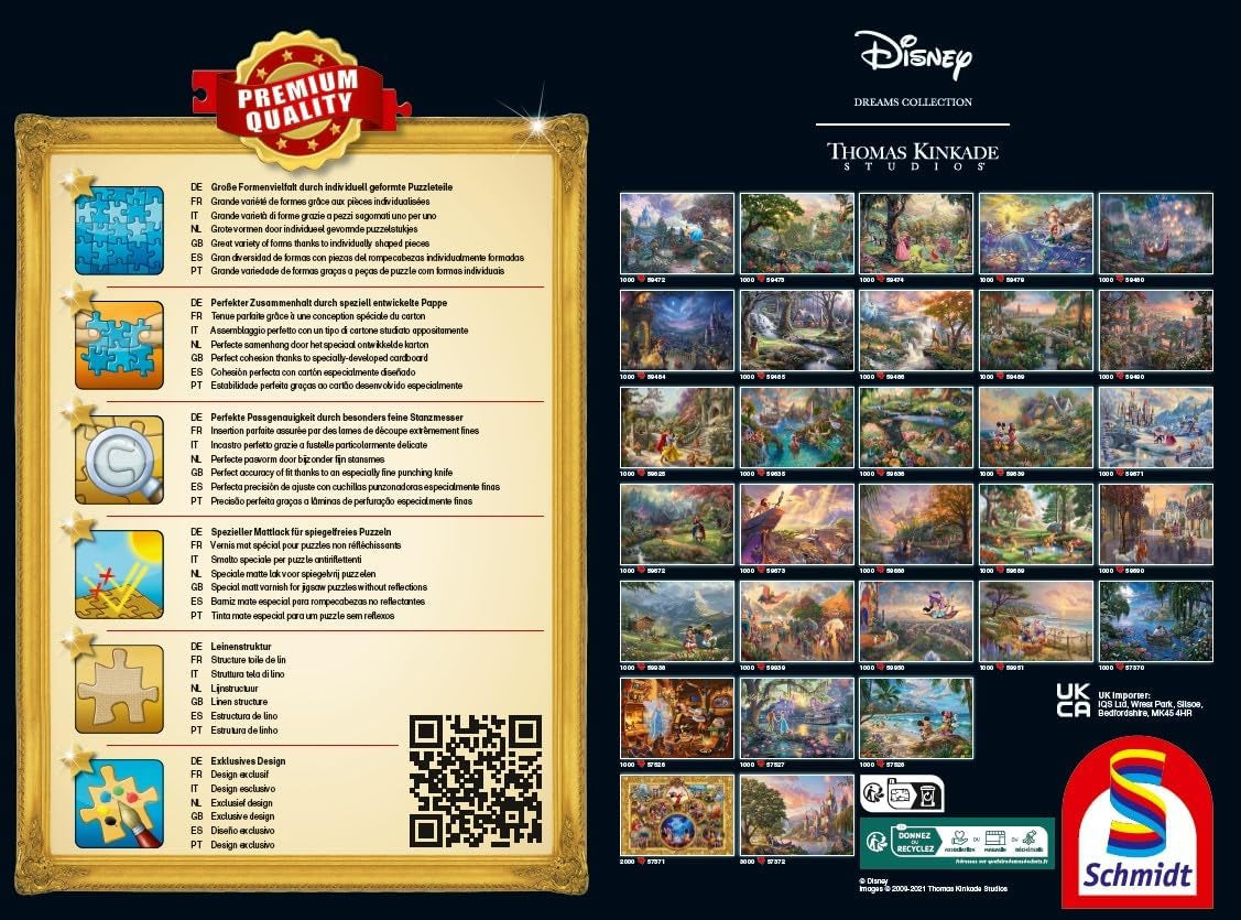 Schmidt Spiele 58038 Disney, Assepoester nog lang en gelukkig, Thomas Kinkade, puzzel 1000 stukjes, veelkleurige puzzel Naty Shop